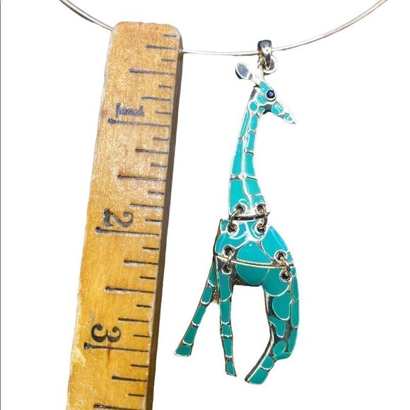 Giraffe Pendant NecklaceTurquoise Blue Gold Tone Womens Fashion Jewelry - Picture 6 of 6
